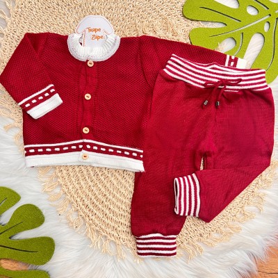 Conj de Linha Tijolinho - Vermelho com Branco Conj de Linha Tijolinho - Vermelho com Branco